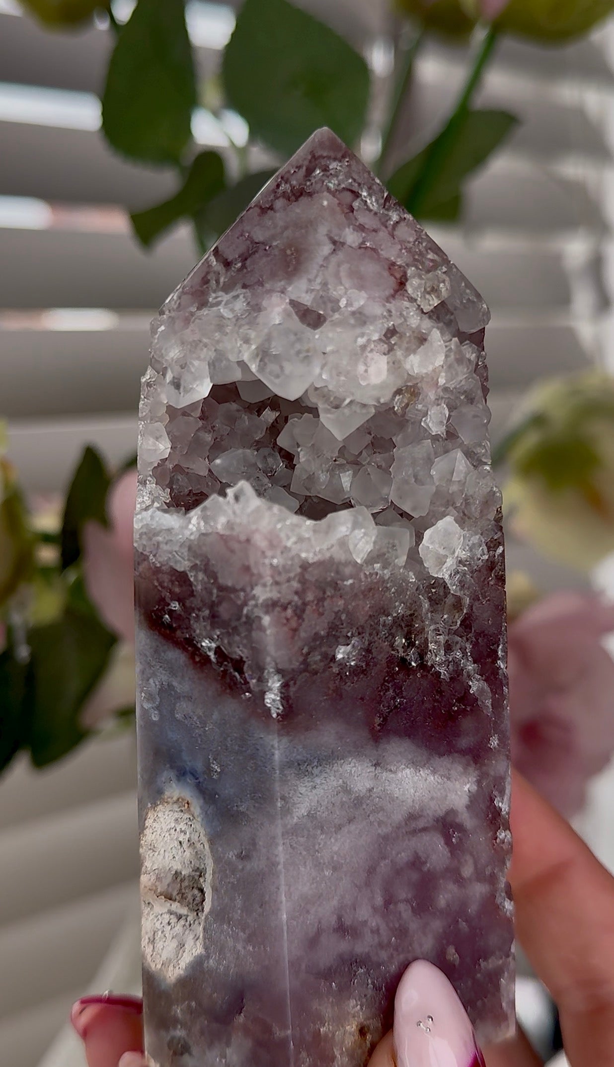 High quality Pink amethyst tower 12.5(h) 5.5cm(w)