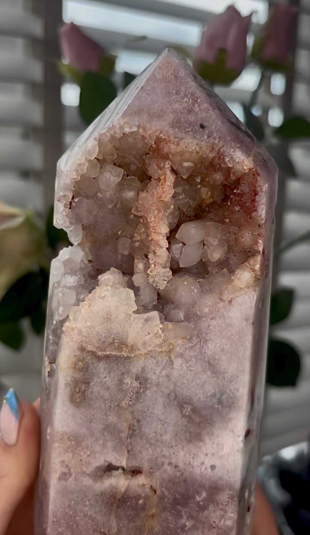 Beautiful, large, Pink amethyst tower