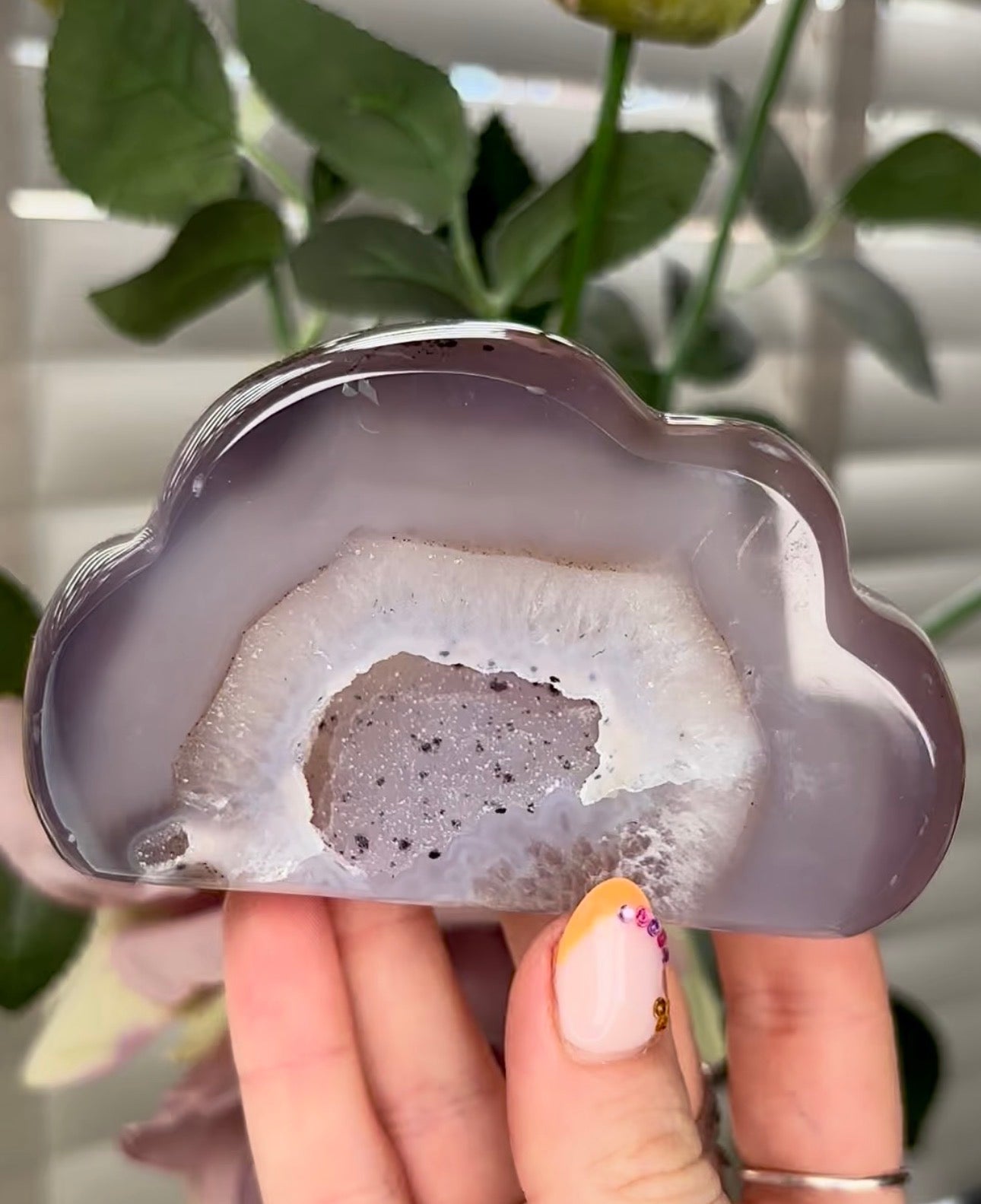 Beautiful, high grade, agate cloud with druzy