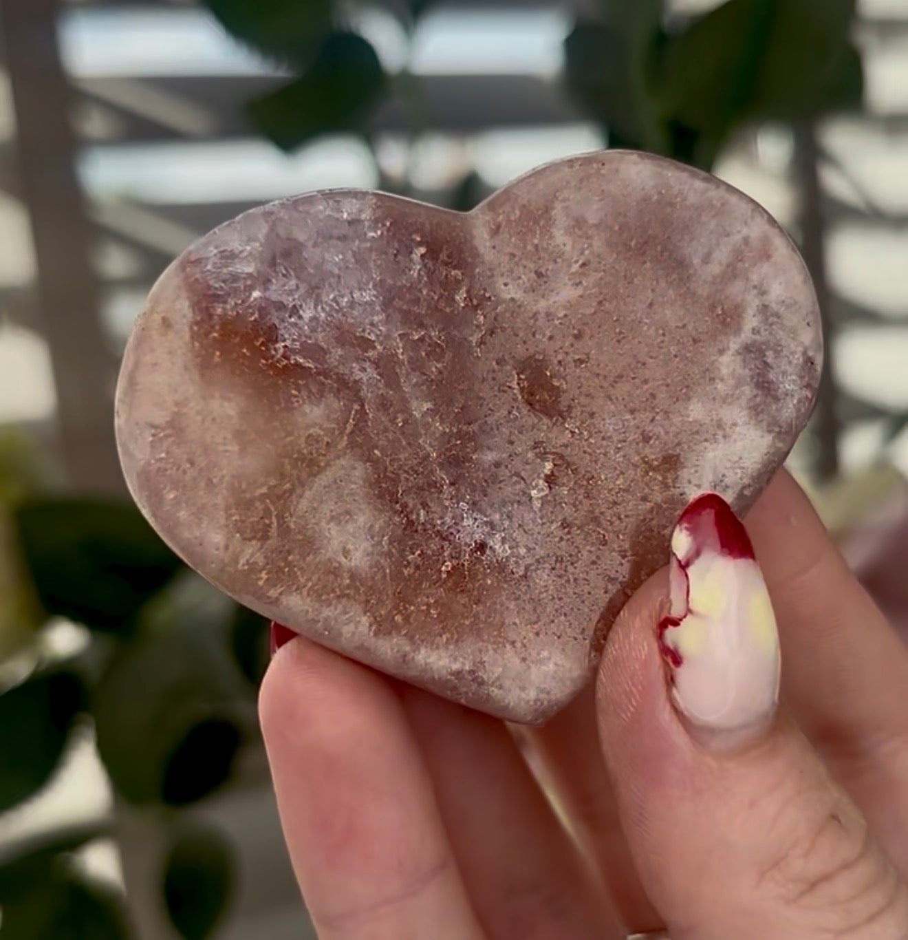 Mini pink amethyst heart - comes with stand 6cm