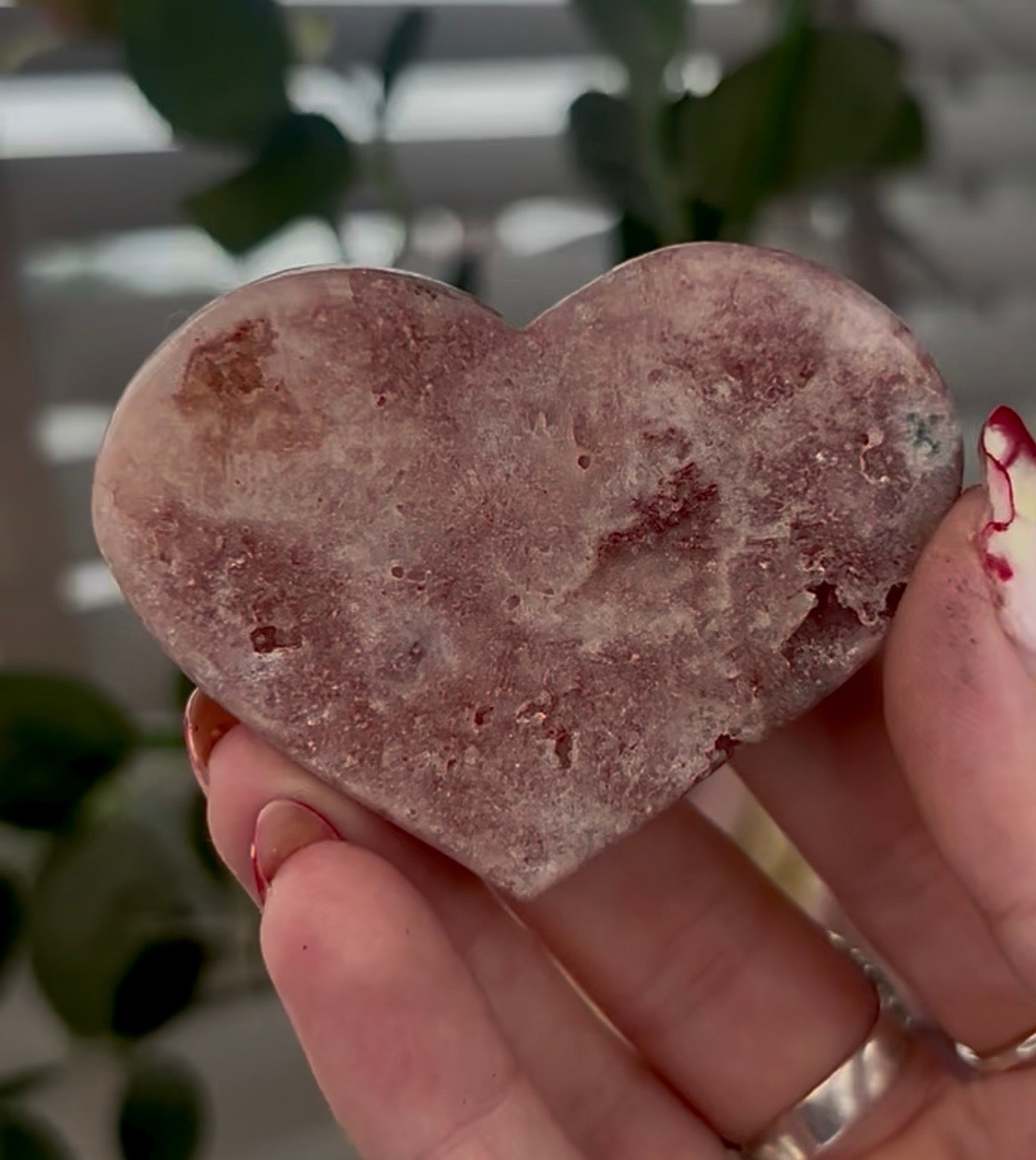 Mini pink amethyst heart - comes with stand