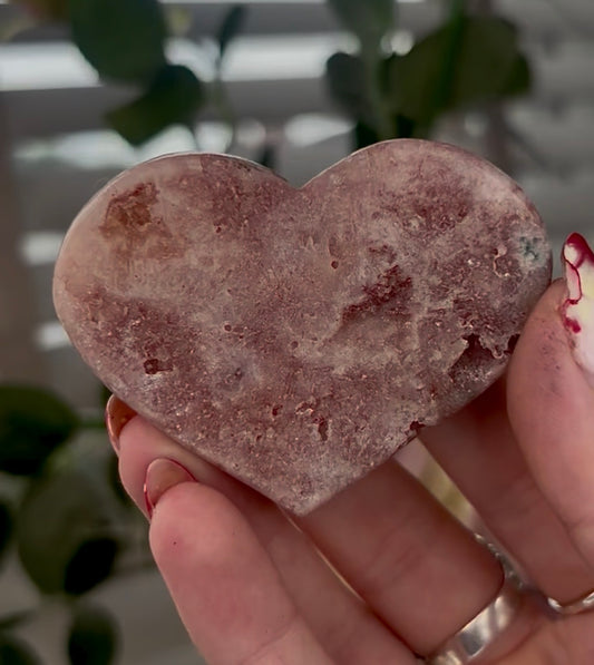 Mini pink amethyst heart - comes with stand