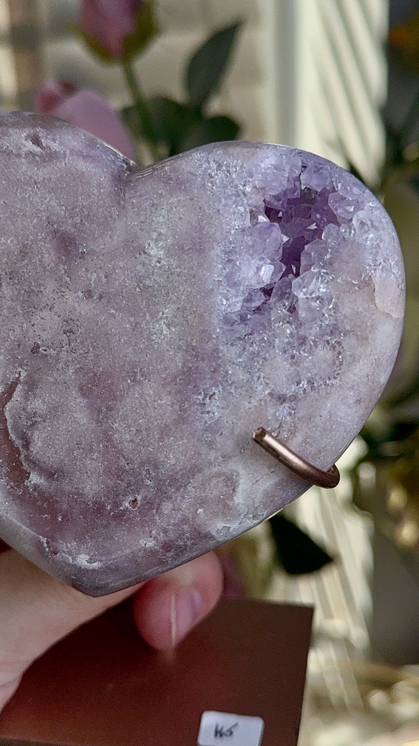 Hq pink amethyst heart - comes with stand