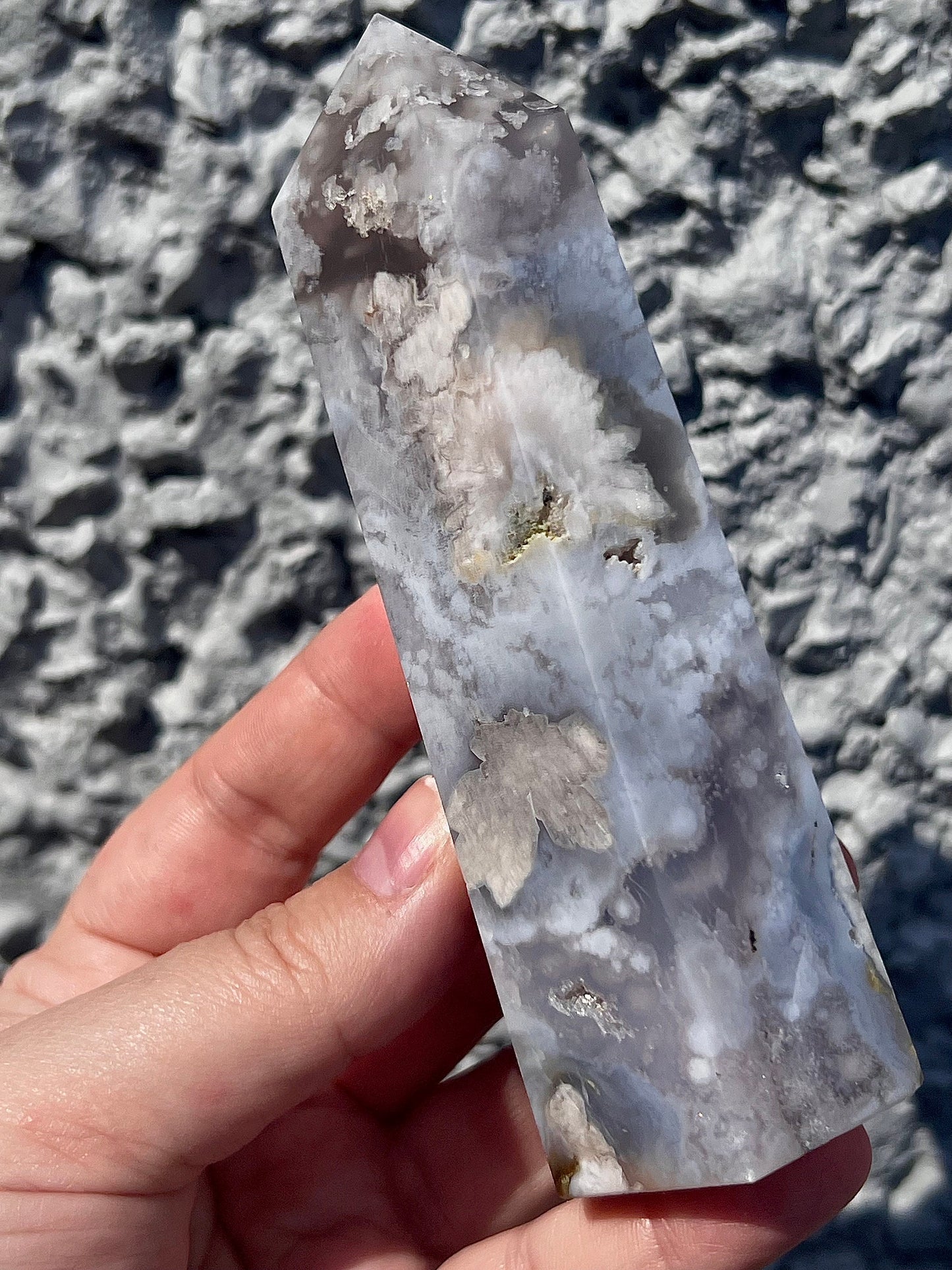 baby blue flower agate tower