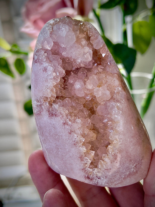 high grade, pink amethyst Freeform flame