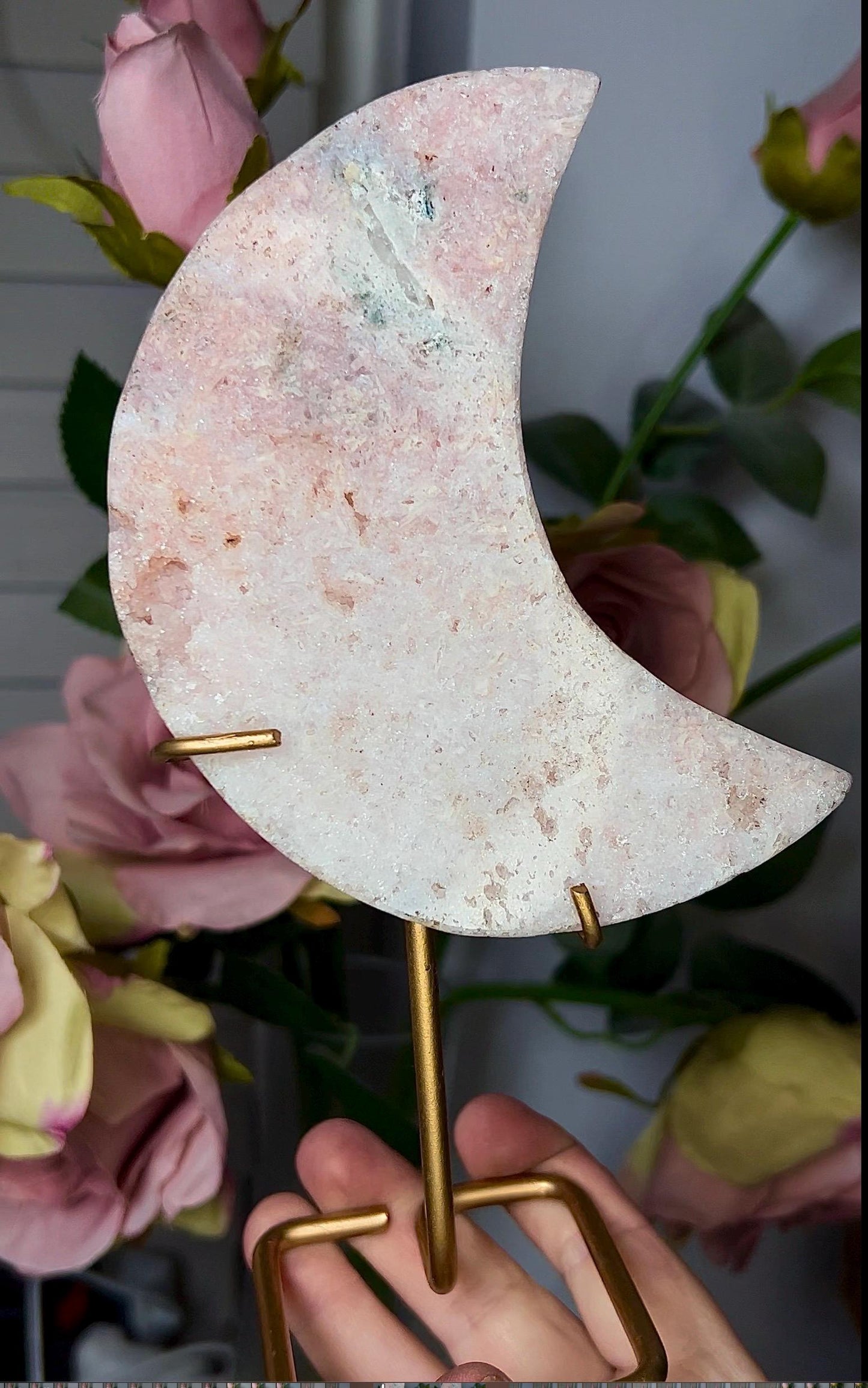 High grade, pink amethyst moon in beautiful pastel tones