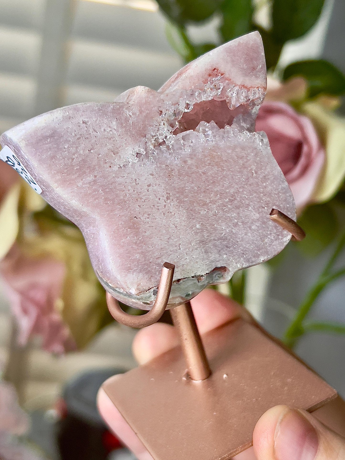 Pink amethyst butterfly on stand