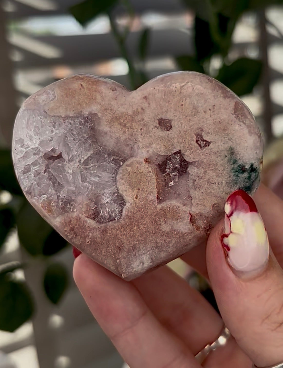 pink amethyst heart - comes with stand 6.5cm