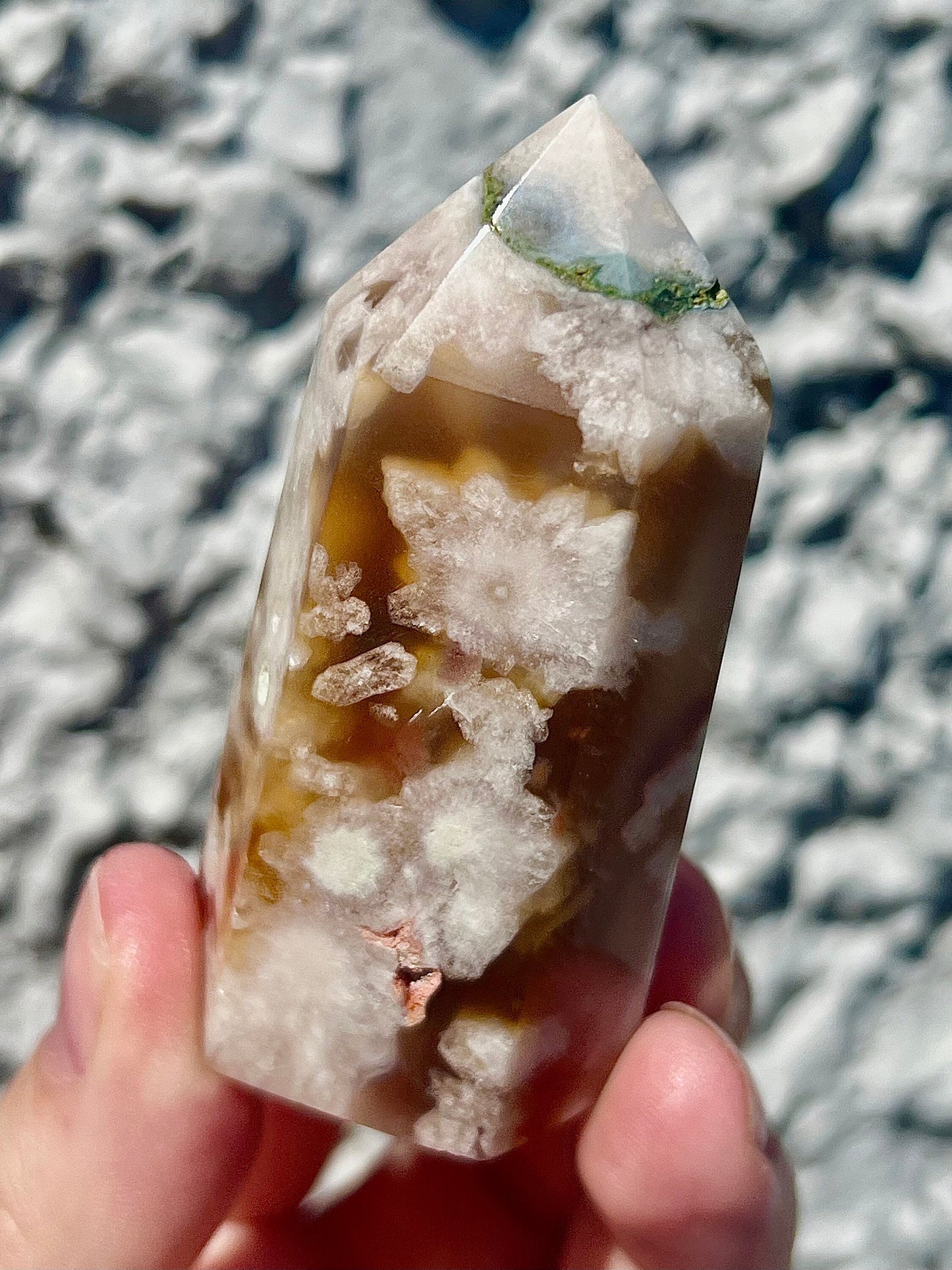 green flower agate tower