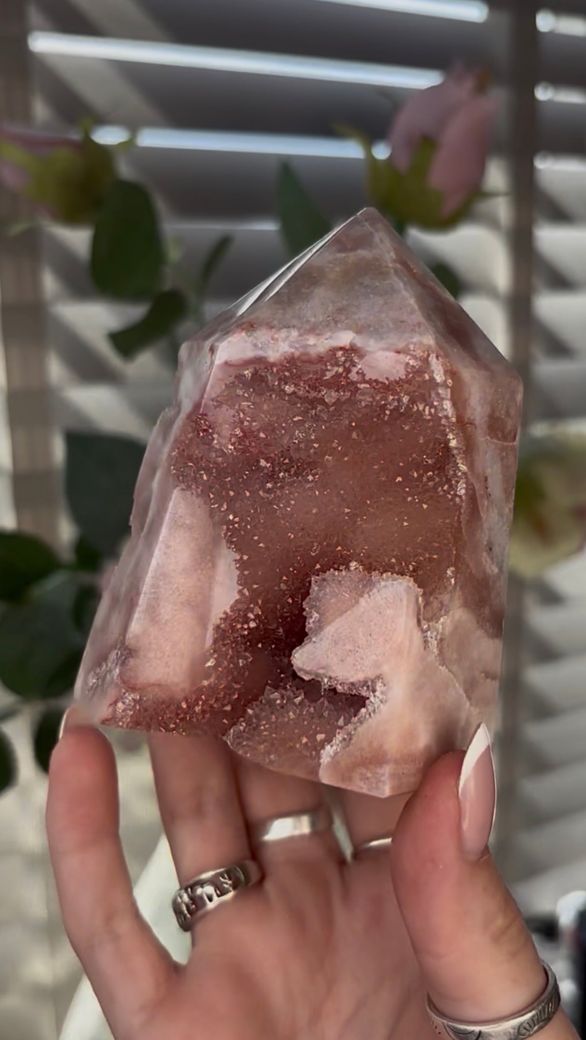 Beautiful, chunky Pink amethyst tower 9.5cm(h) by 8cm(w)