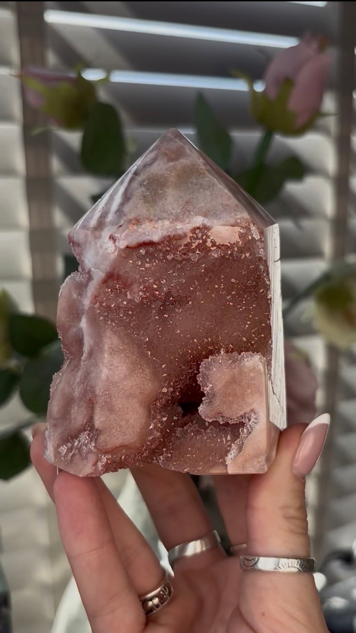 Beautiful, chunky Pink amethyst tower 9.5cm(h) by 8cm(w)