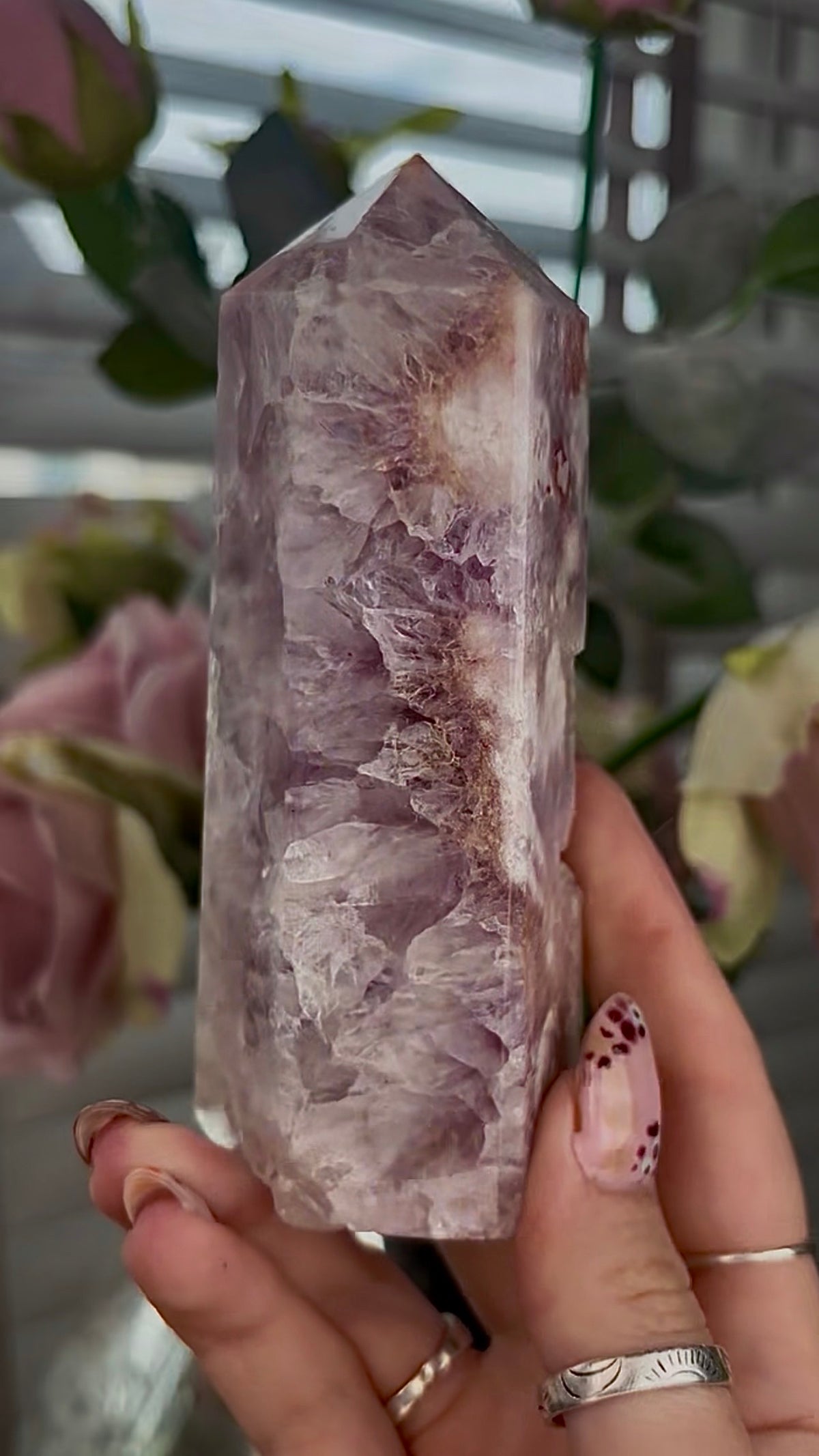 High grade, Amethyst Flower agate tower