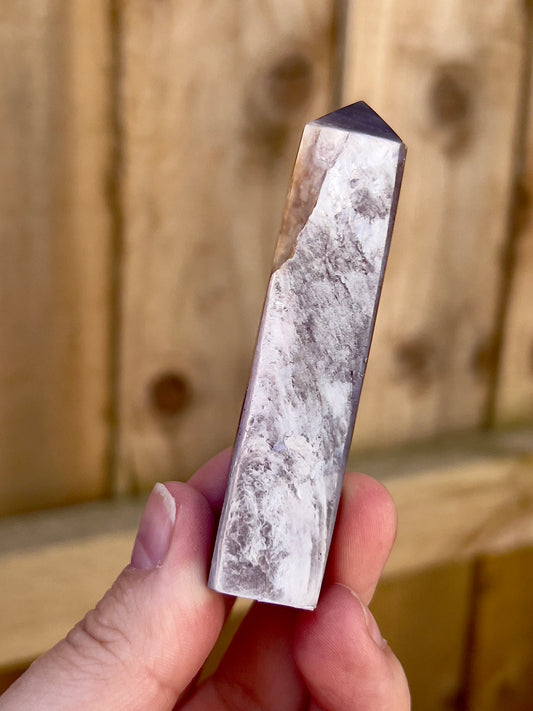 Gemmy lepidolite point