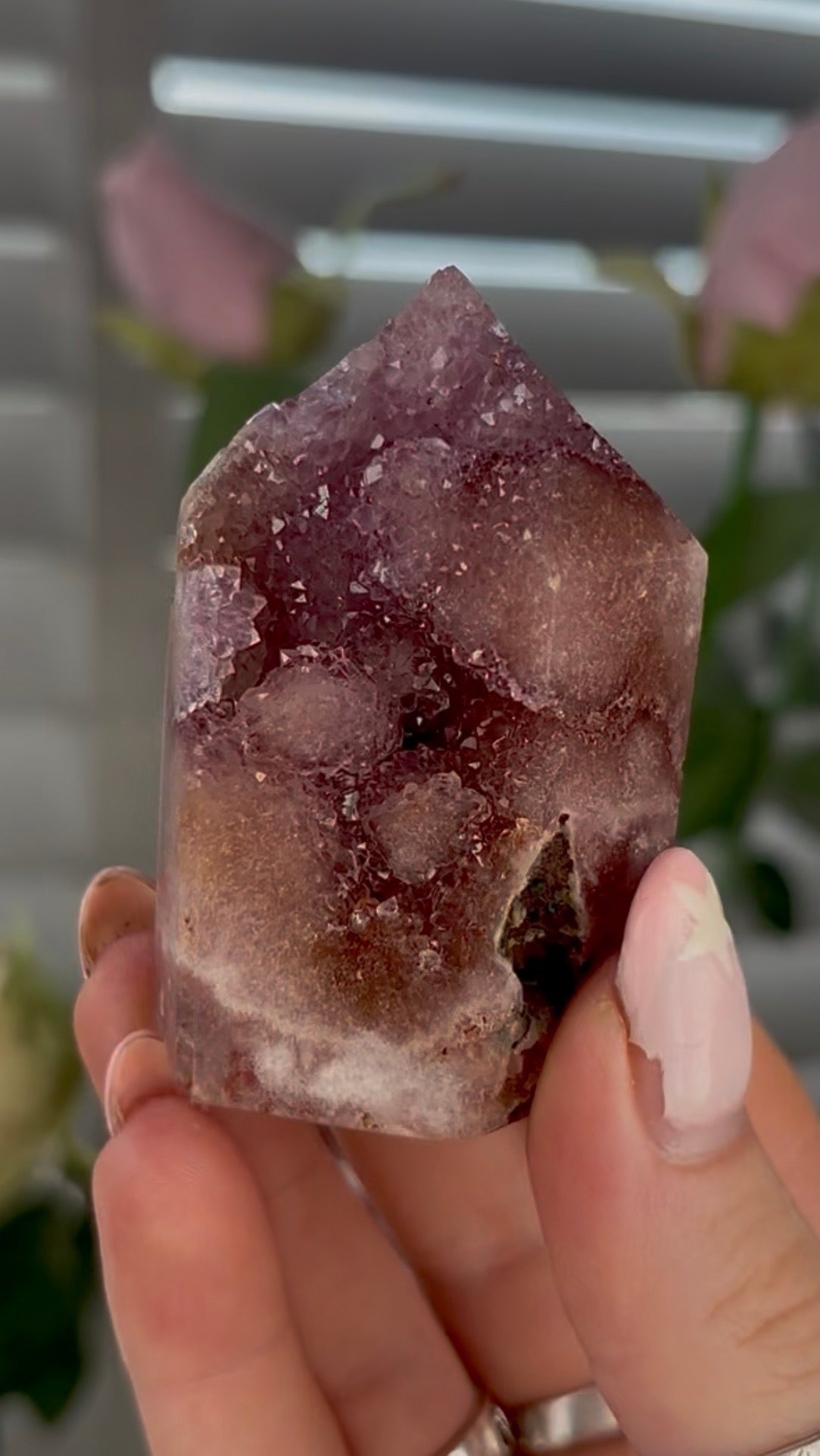 Beautiful, high quality, Pink amethyst tower with lilac druzy - 6.3cm by 4cm