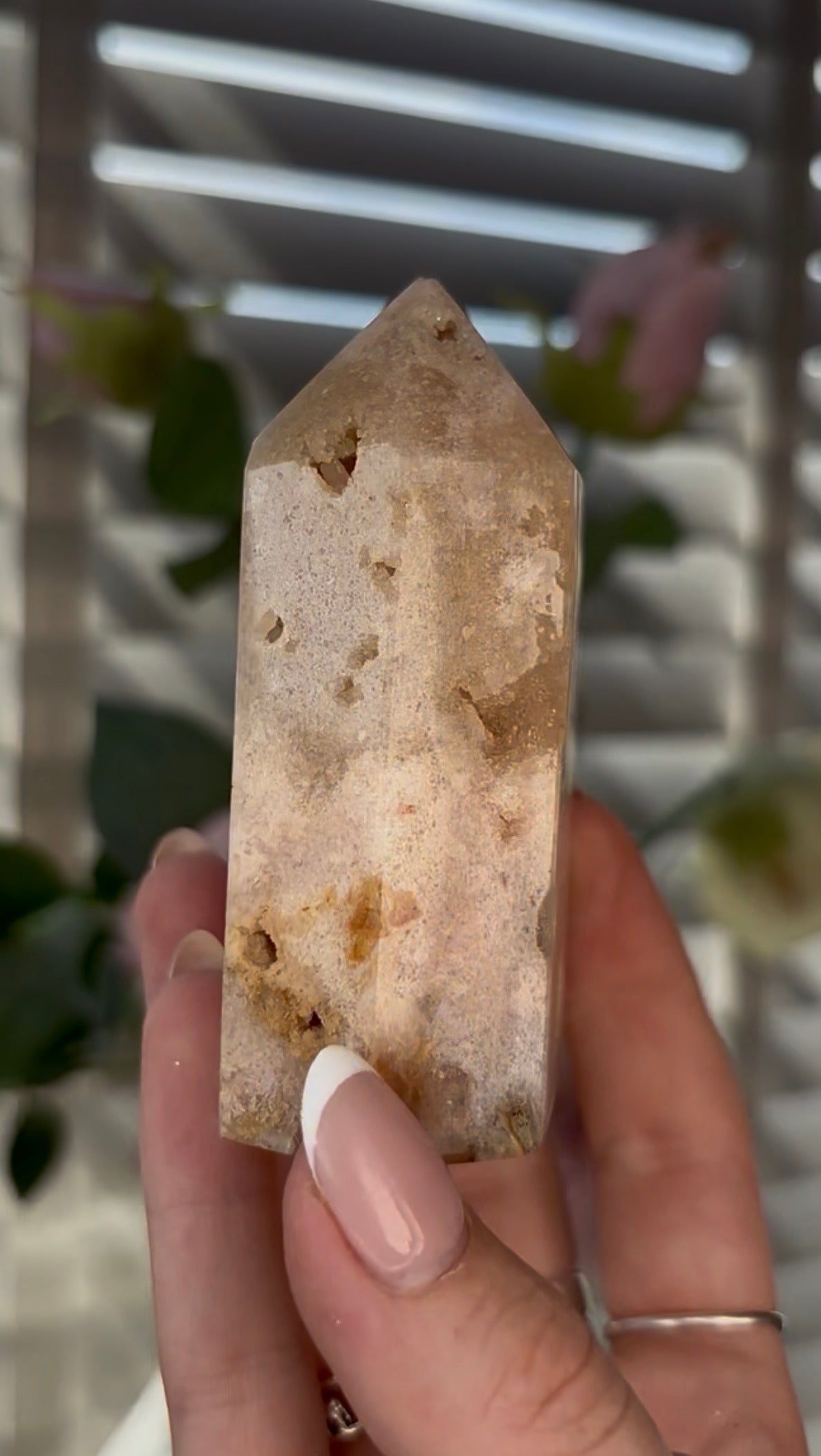 Beautiful, chunky Pink amethyst tower 8.6cm(h) by 5cm(w)