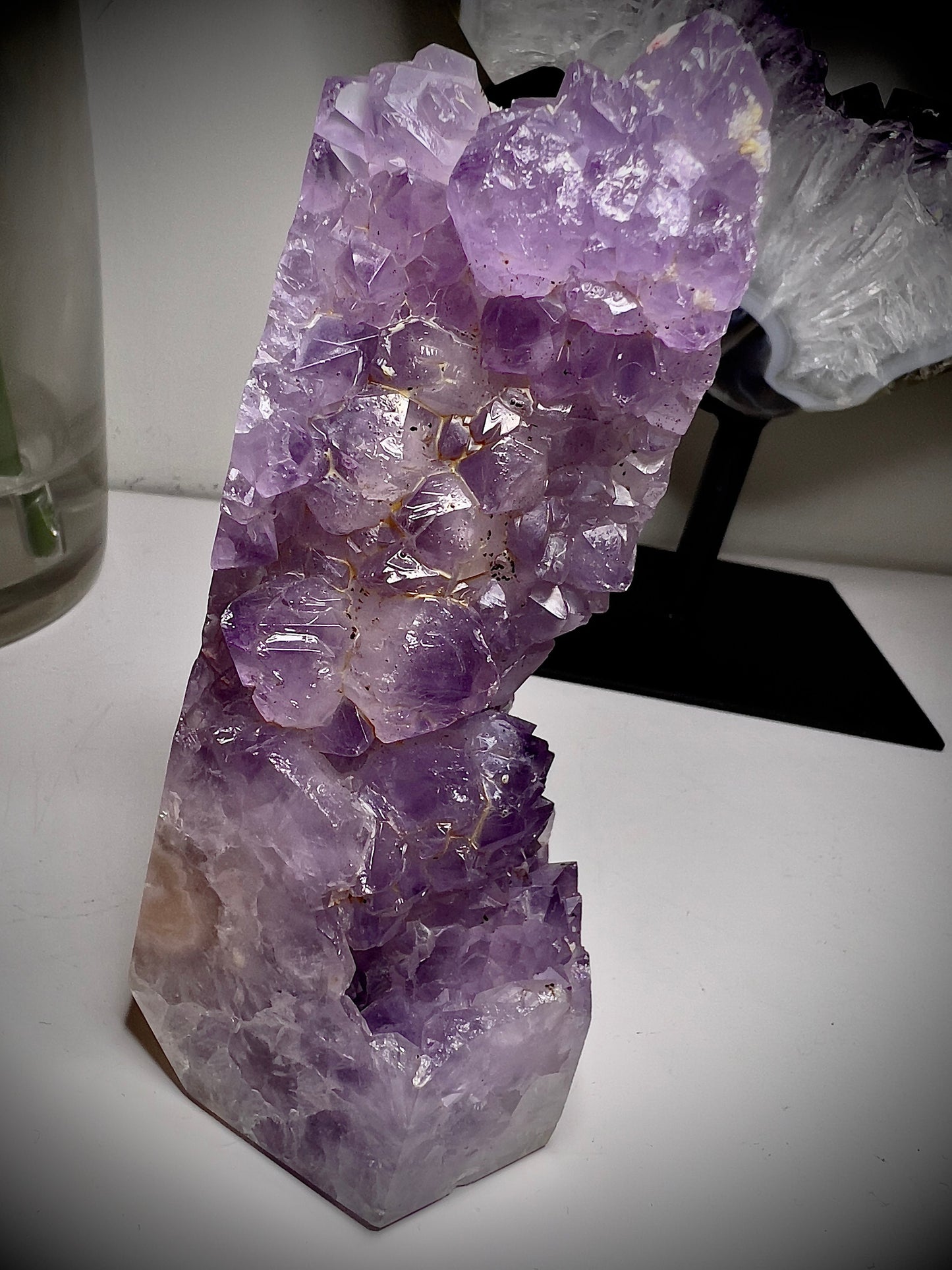 High quality Amethyst x flower agate freeform tower 339g 10.5cm
