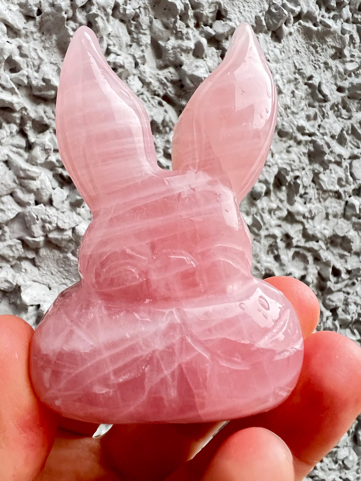 Rose quartz bunny head