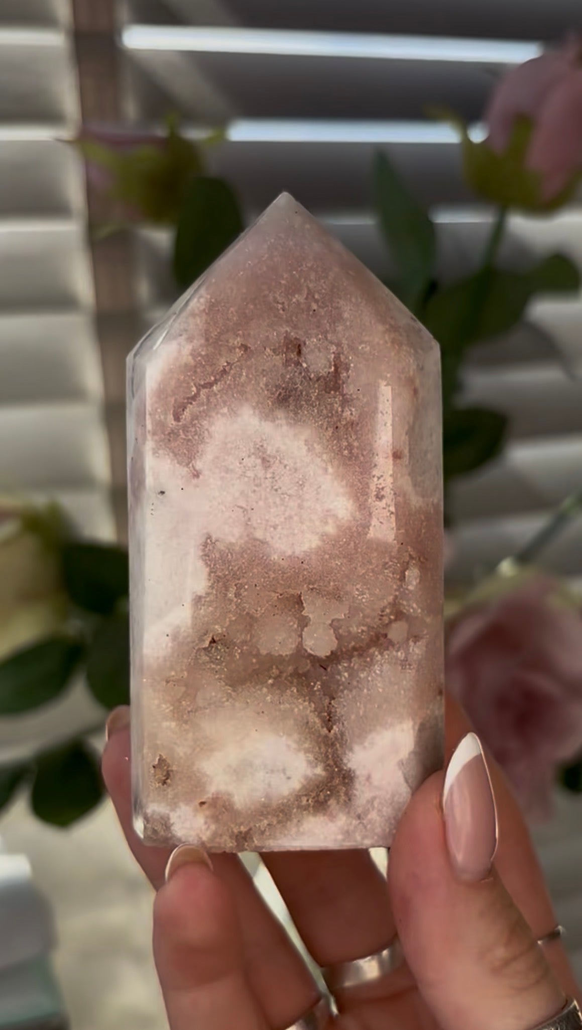 Cute, Pink amethyst tower 10cm(h) by 5cm(w)