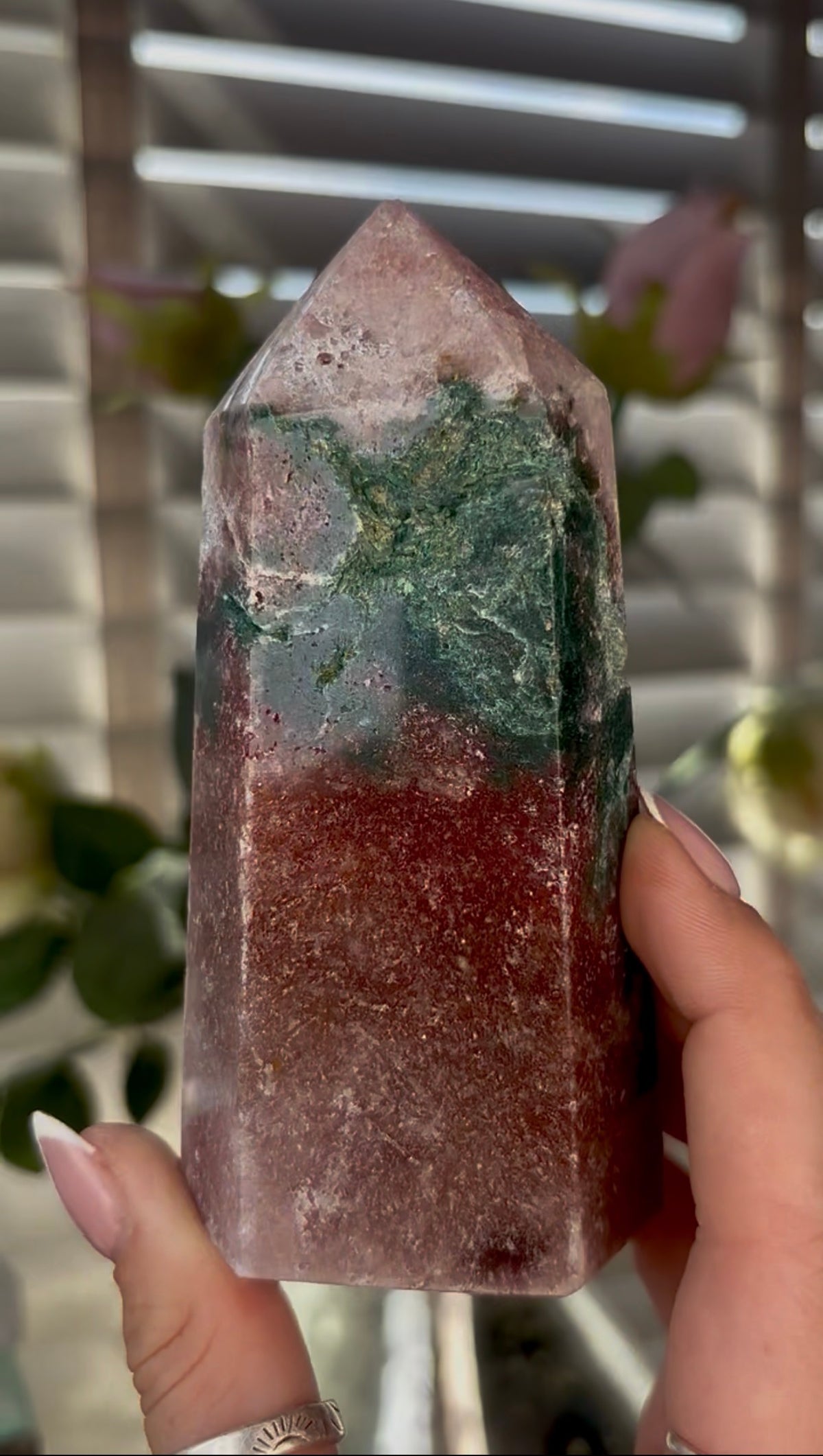 Cute, Pink amethyst tower 11.5cm(h) by 5.5cm(w)