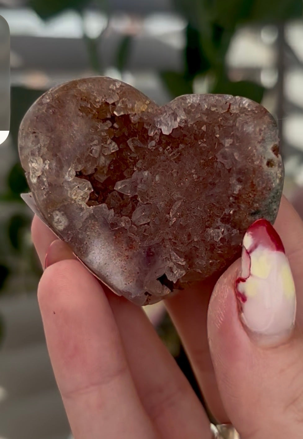 Mini pink amethyst heart - comes with stand