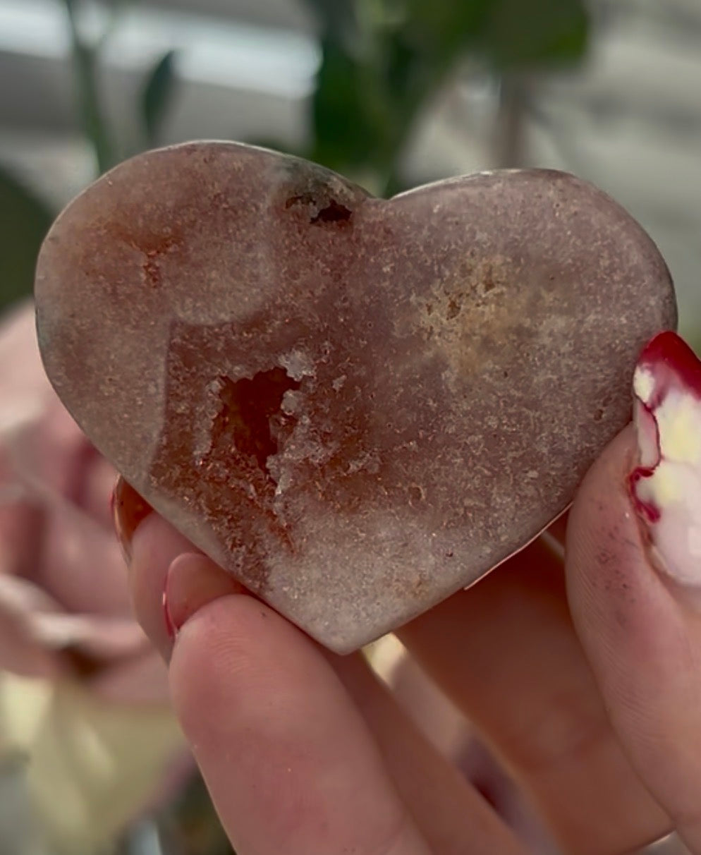 Mini pink amethyst heart - comes with stand