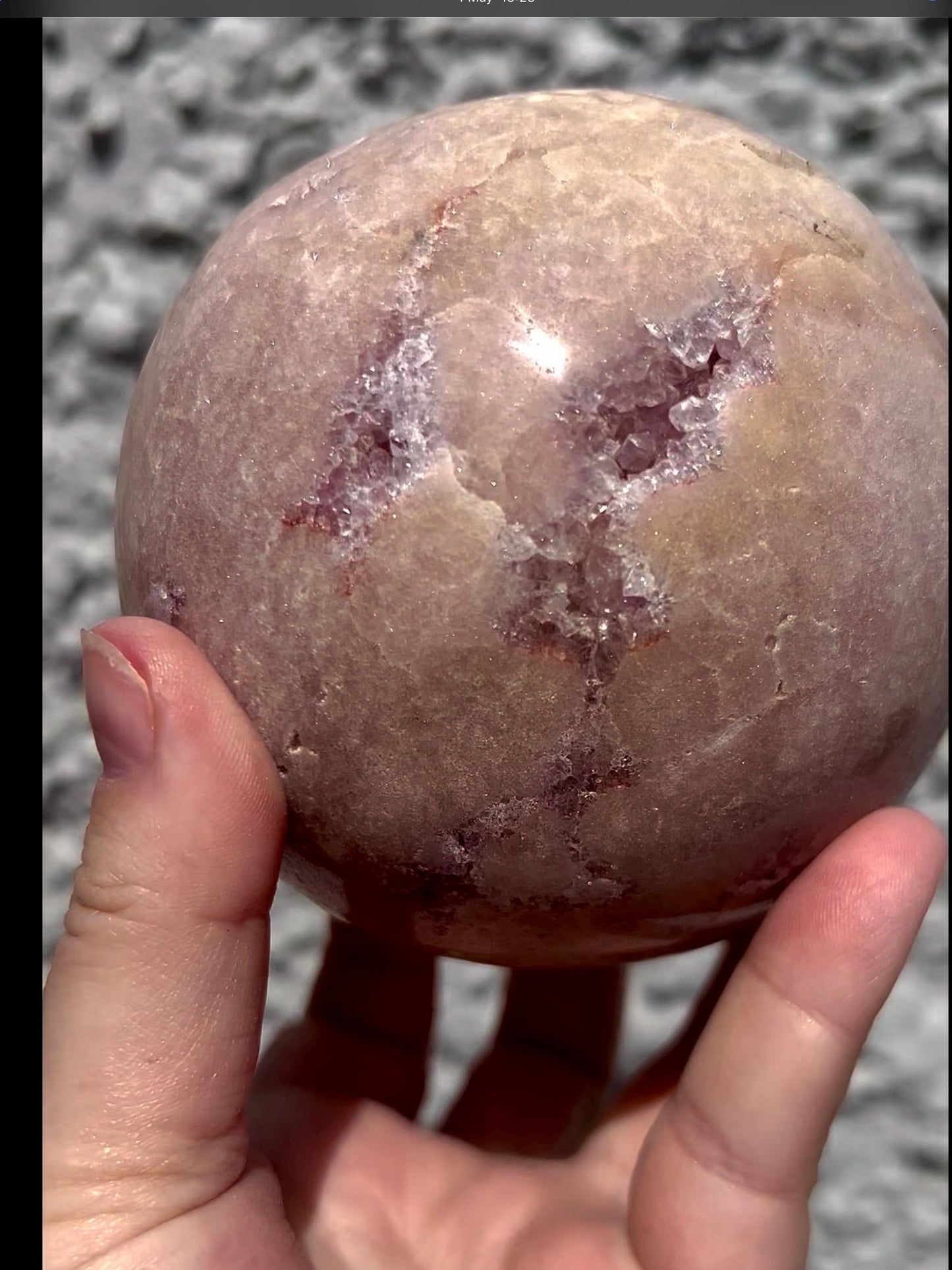 large, statement pink amethyst sphere 1.240kg