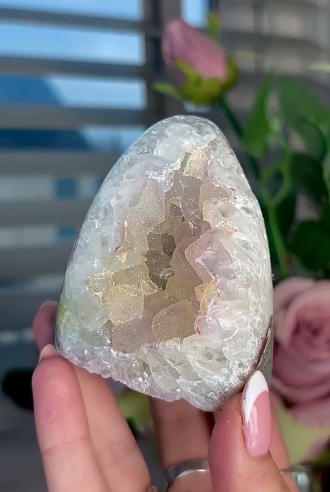Hugh quality, light Lemon, sugar, Rainbow amethyst cutbase