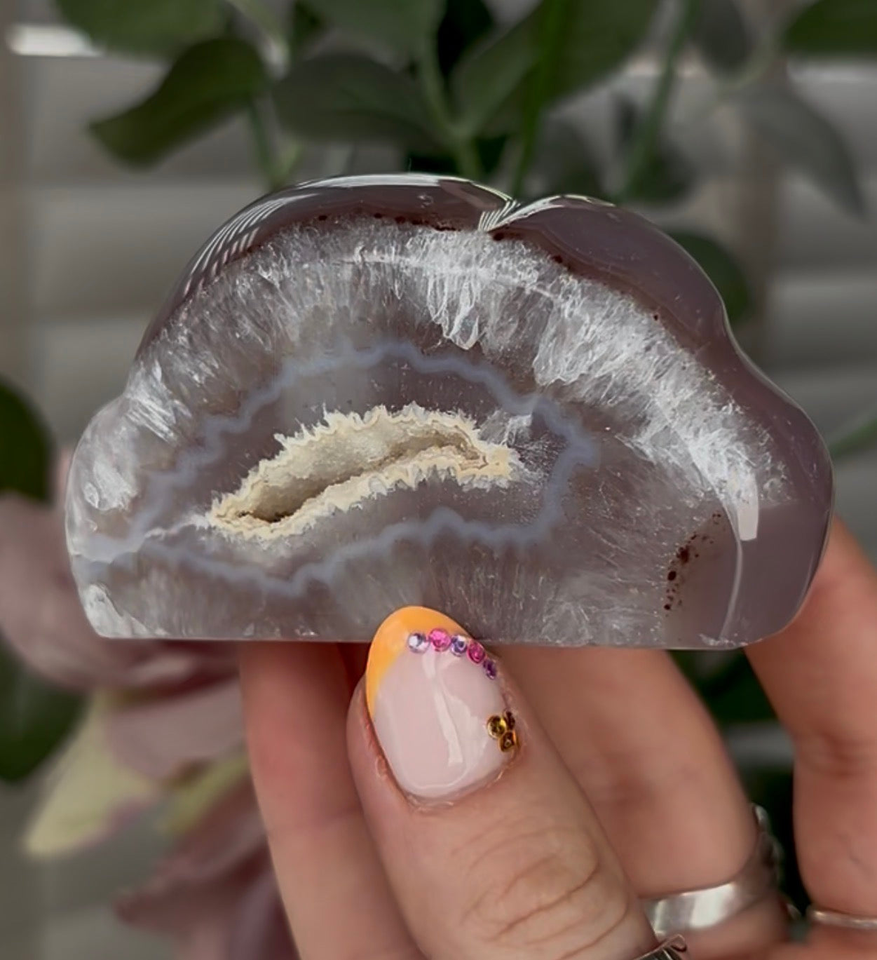 Beautiful, high grade, agate cloud with druzy
