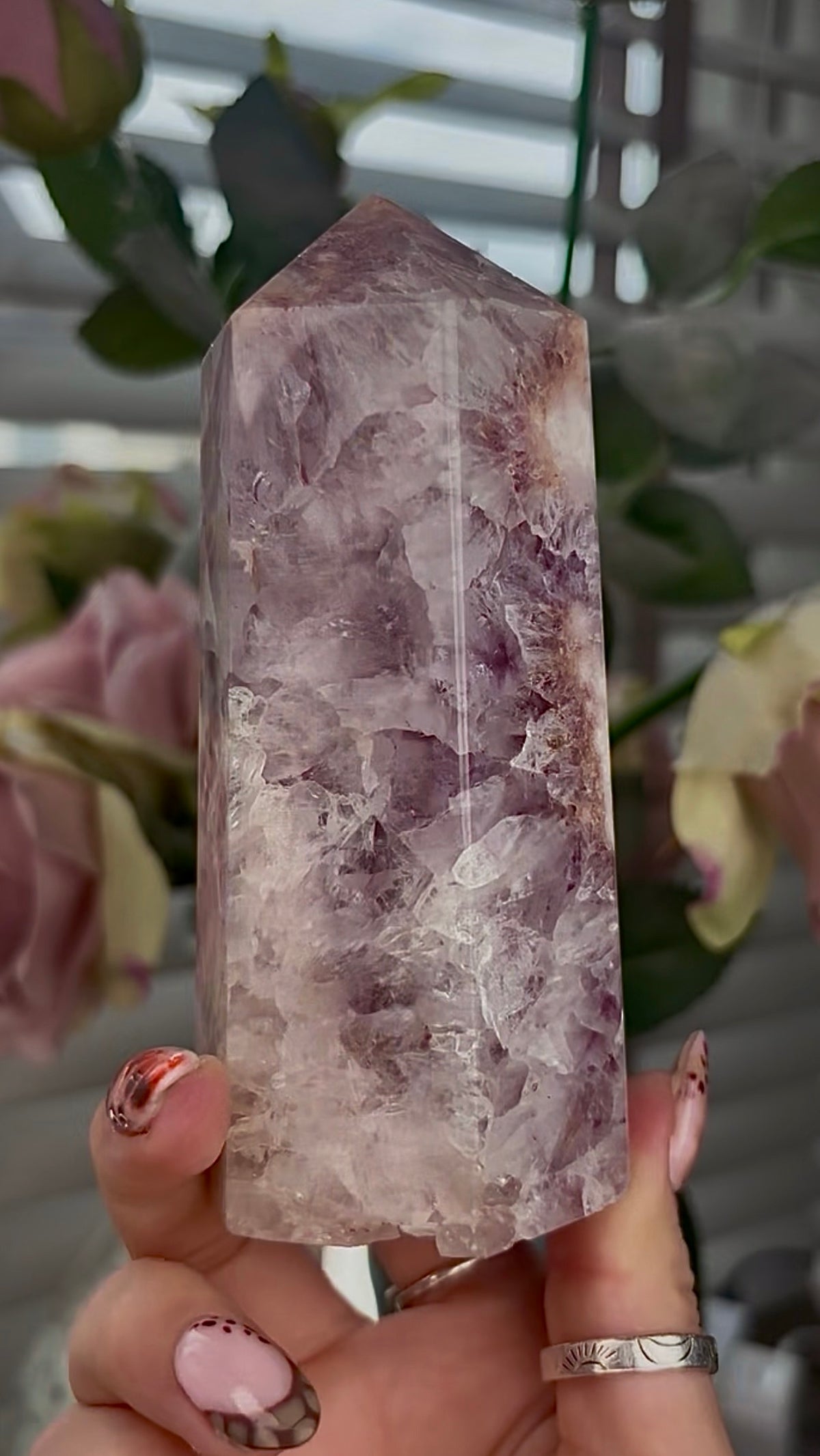 High grade, Amethyst Flower agate tower