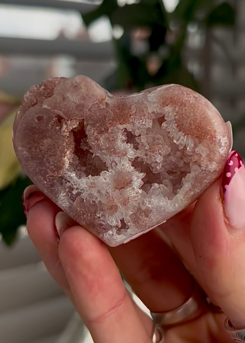Mini pink amethyst heart - comes with stand (Copy)