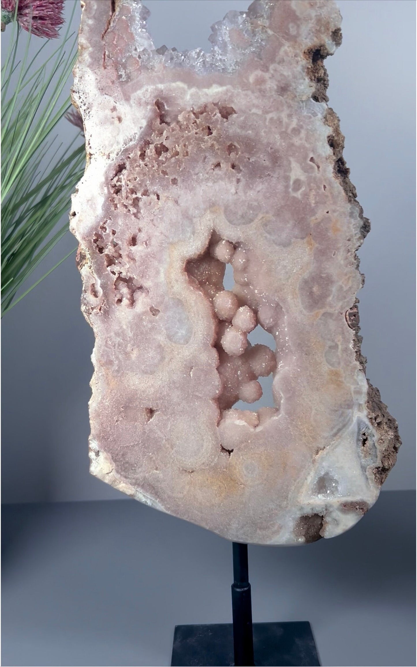 High grade, pink amethyst slab with bubble druzy