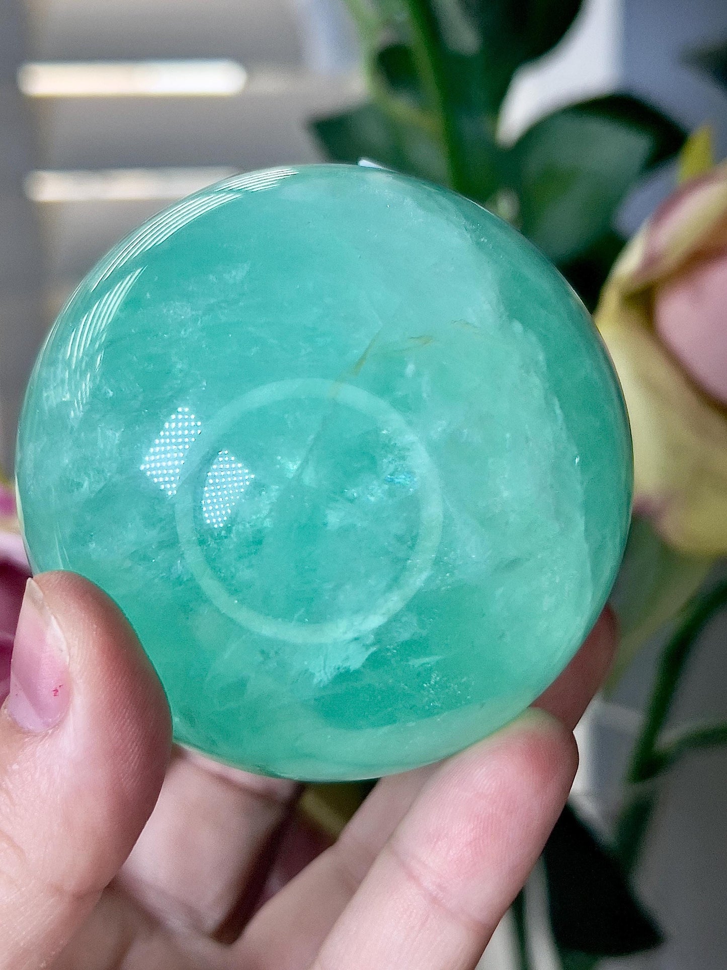 High grade, green fluorite sphere 540g