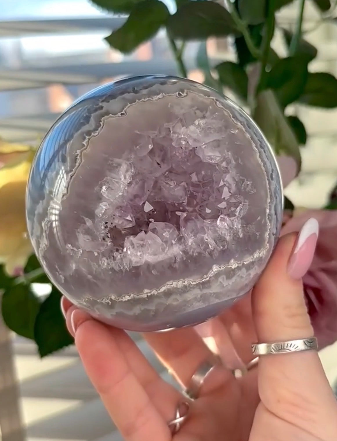 Gorgeous, high grade, blue banded, amethyst, agate sphere