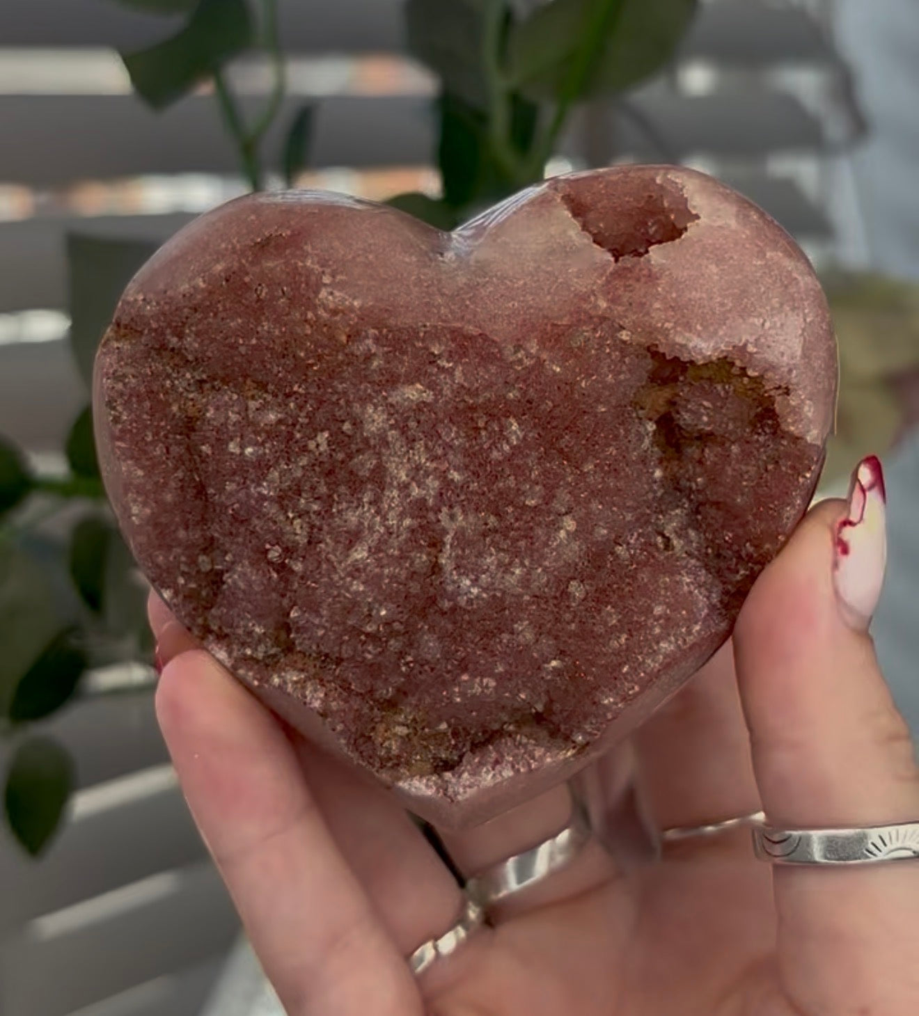 Beautiful druzy pink amethyst heart - comes with stand (8.8cm)