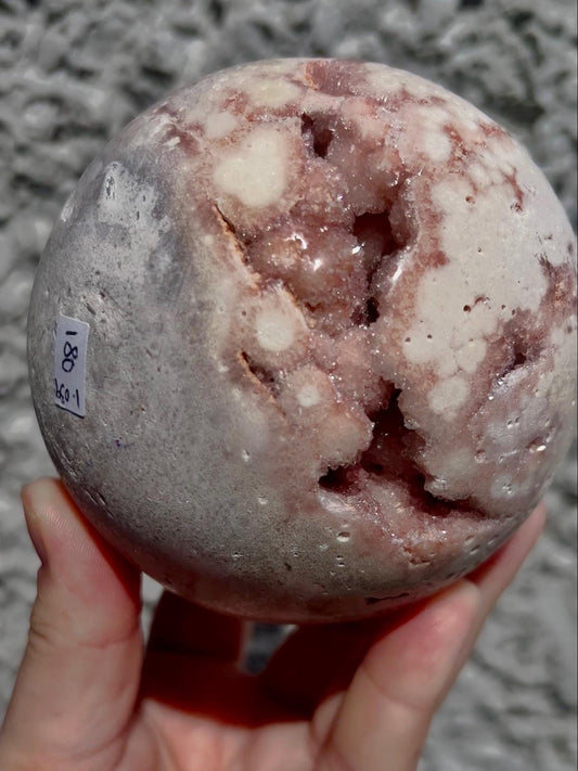 large, statement pink amethyst sphere just over 1kg