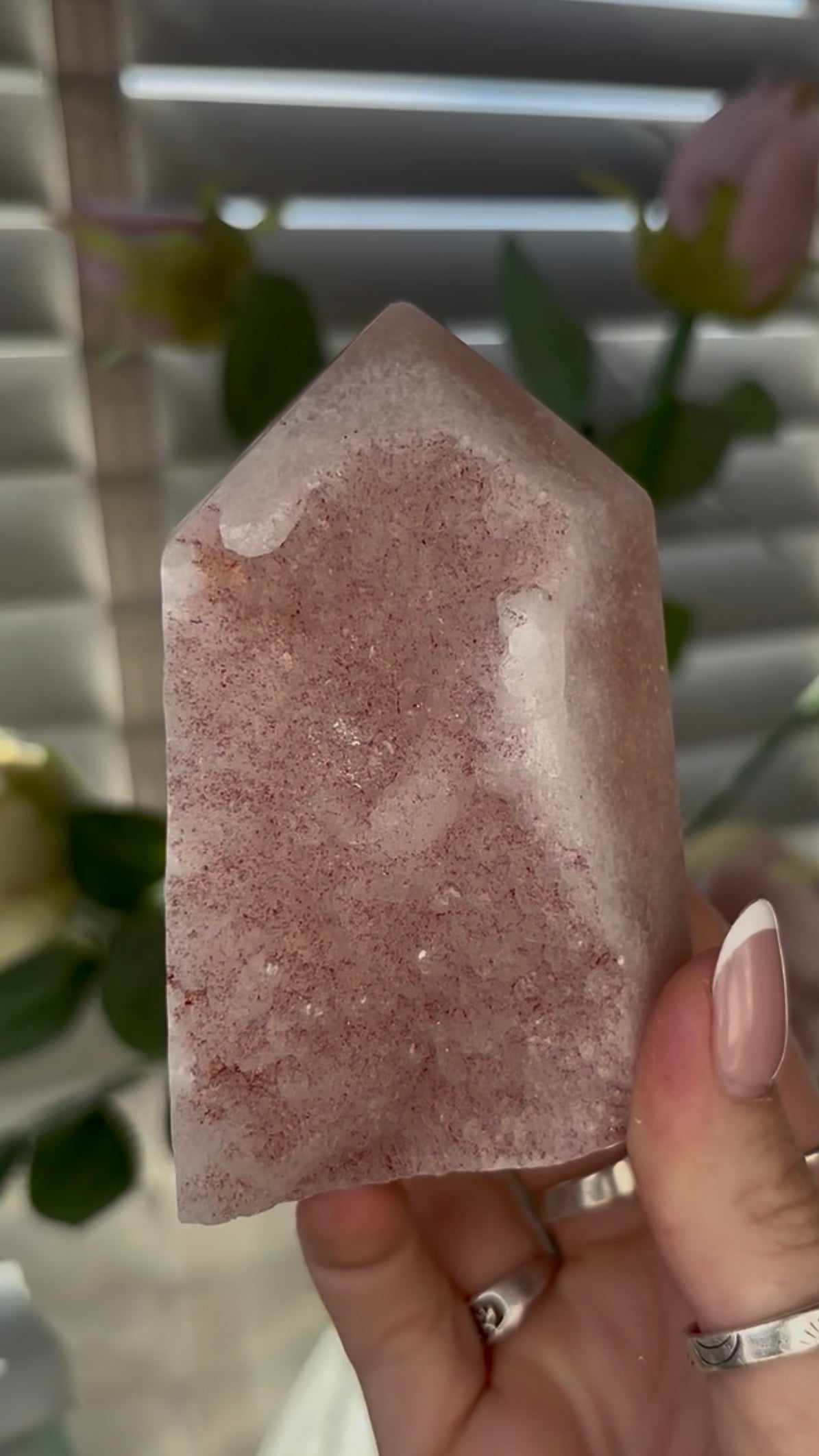 Beautiful, chunky Pink amethyst tower 9.8cm(h) by 6cm(w)