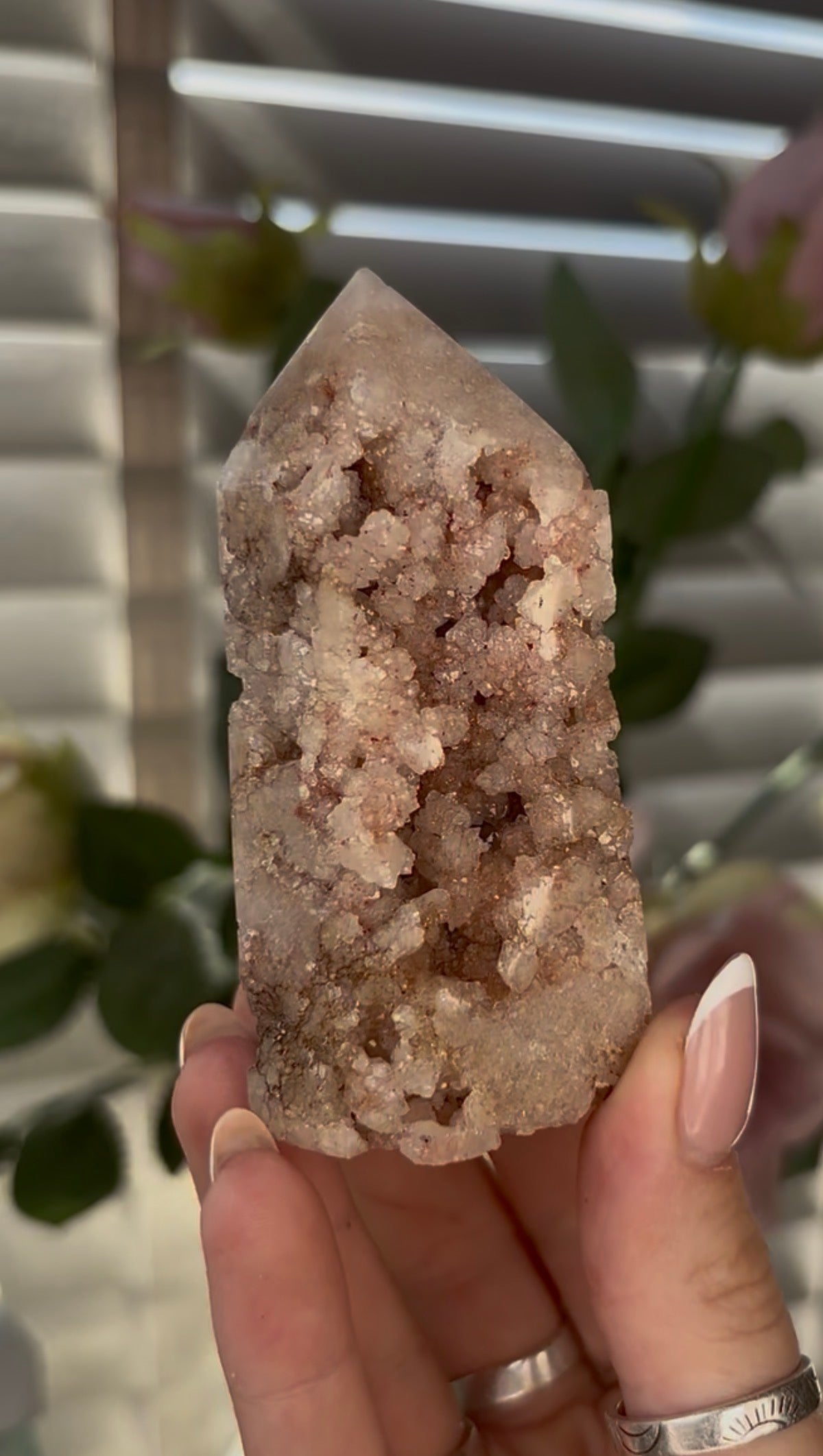 Cute, Pink amethyst tower 8.5cm(h) by 4cm(w)