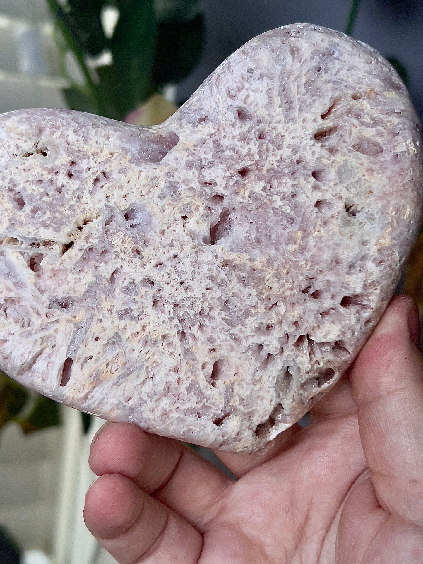 Rutile pink amethyst heart - comes with stand