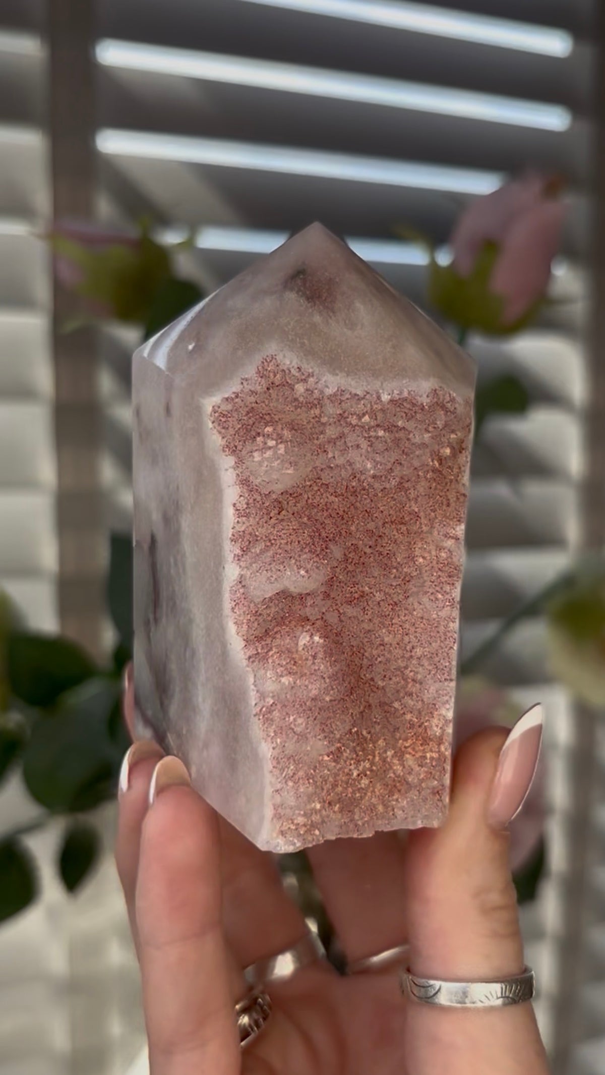 Beautiful, Pink amethyst tower 9cm(h) by 8cm(w)