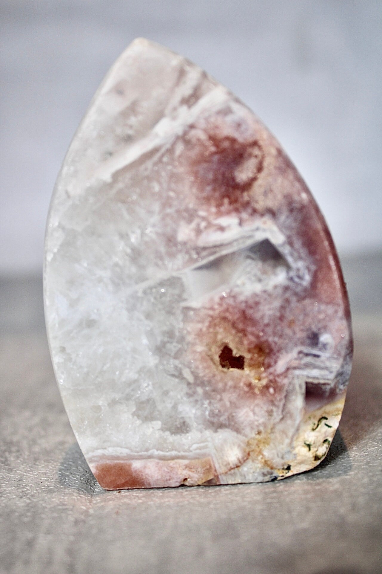 High quality, pink amethyst with quartz & rutile from Brazil 240g 9cm (h) 6cm (w)