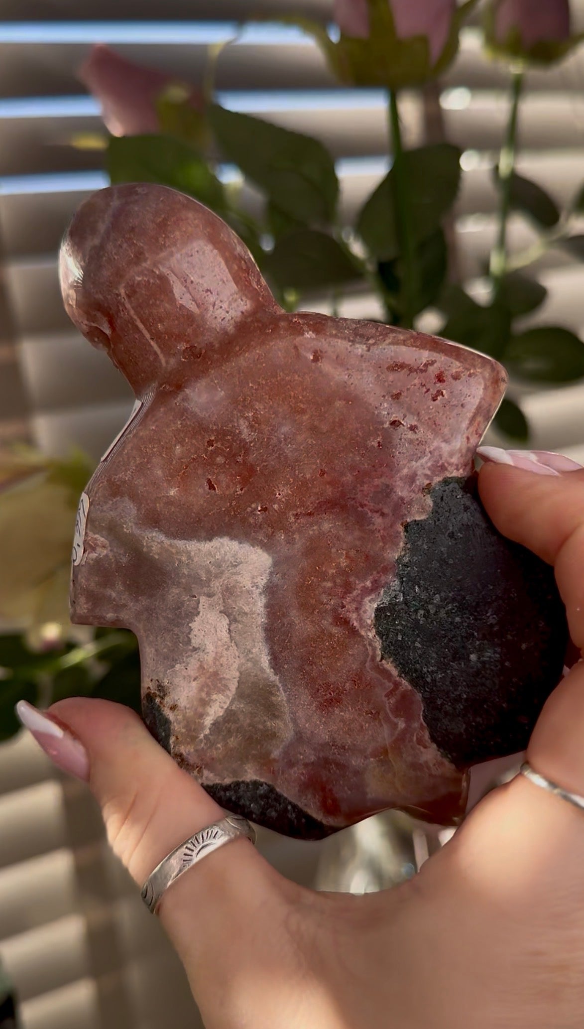 High grade, pink amethyst sea turtle carving,