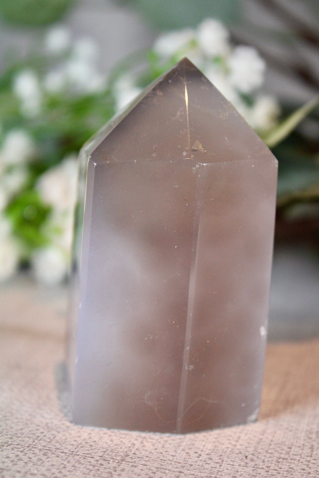 Natural, grey, druzy, agate, tower