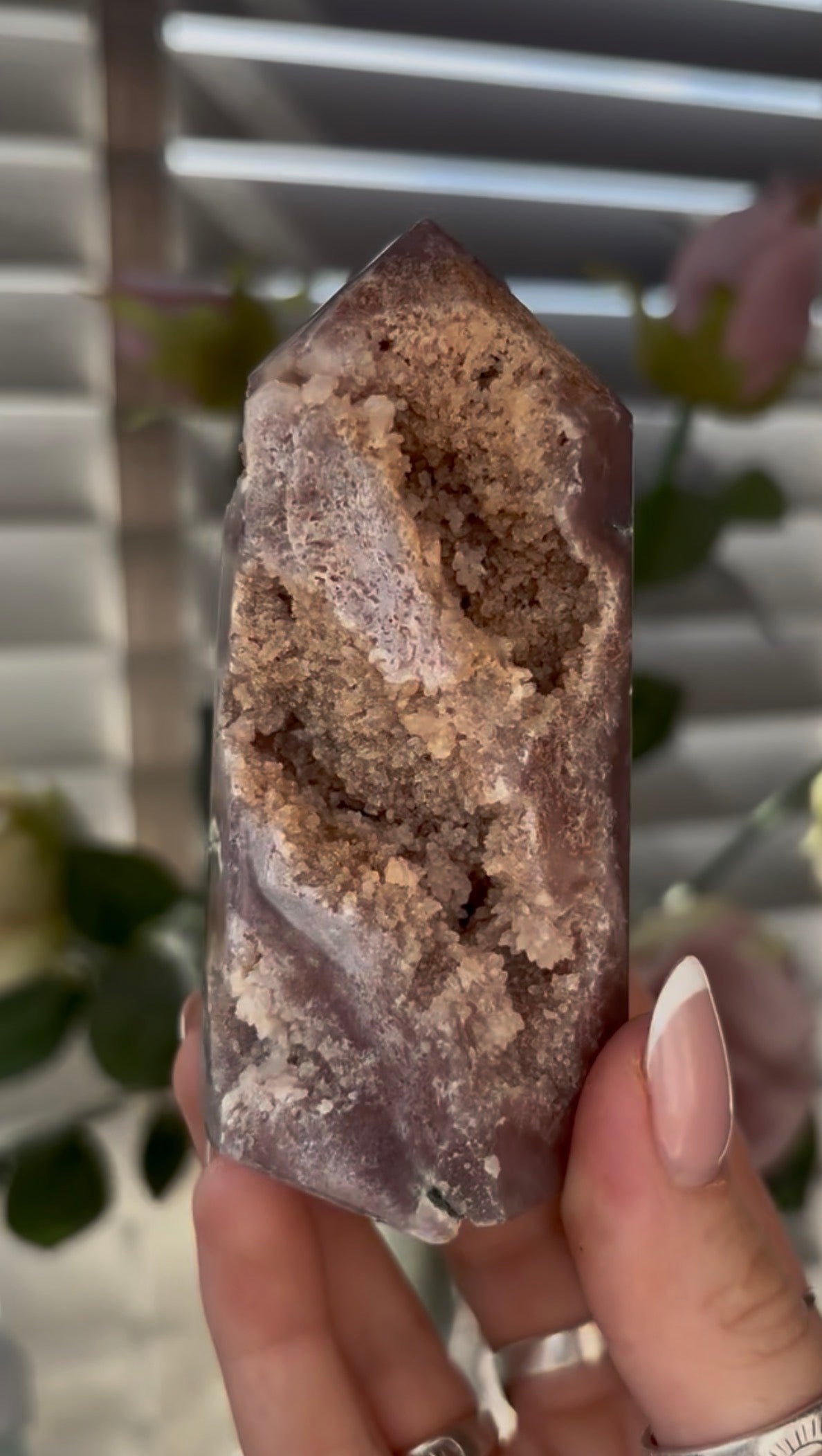 Cute, Pink amethyst tower 9cm(h) by 5cm(w)