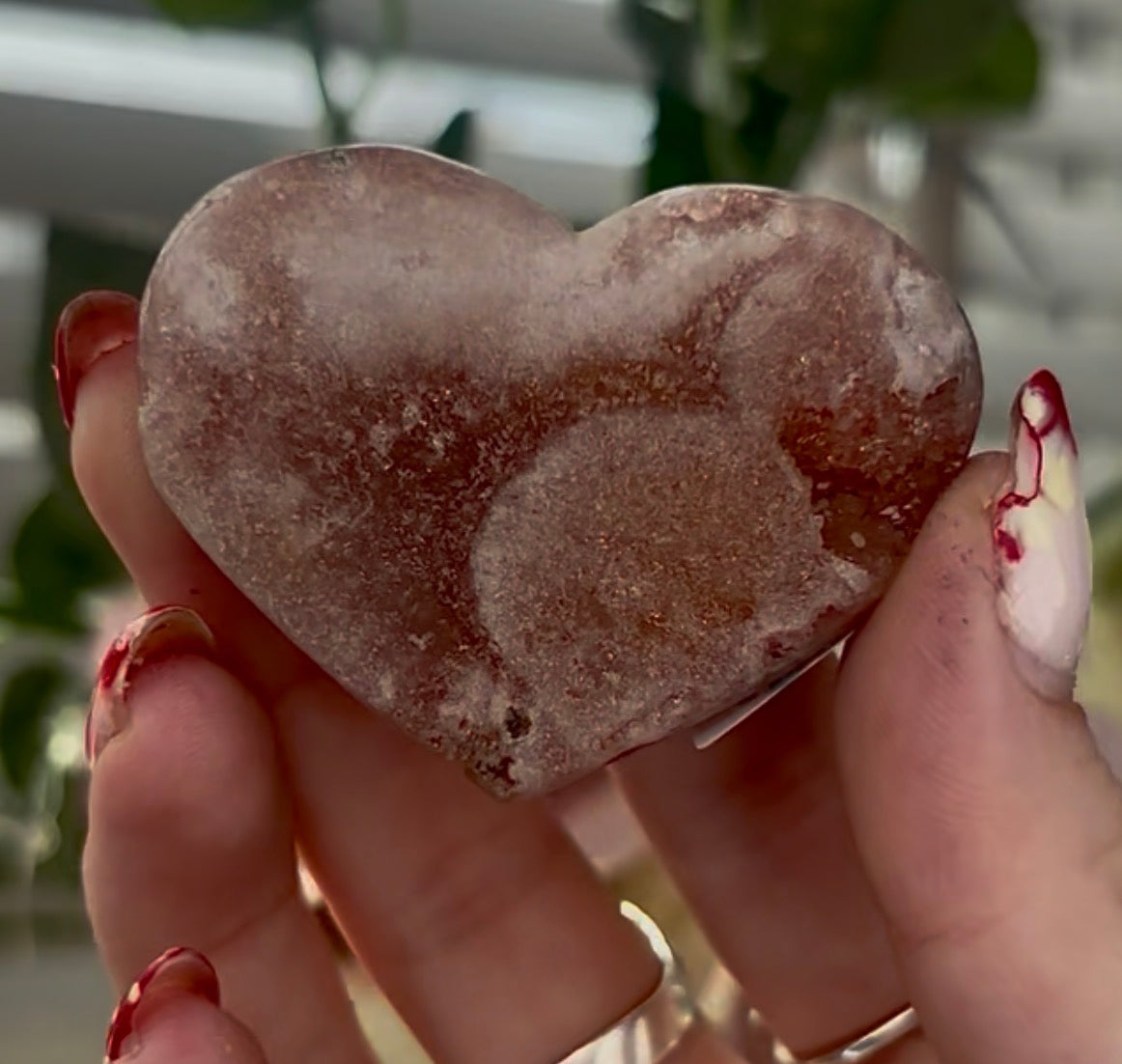 Mini pink amethyst heart - comes with stand