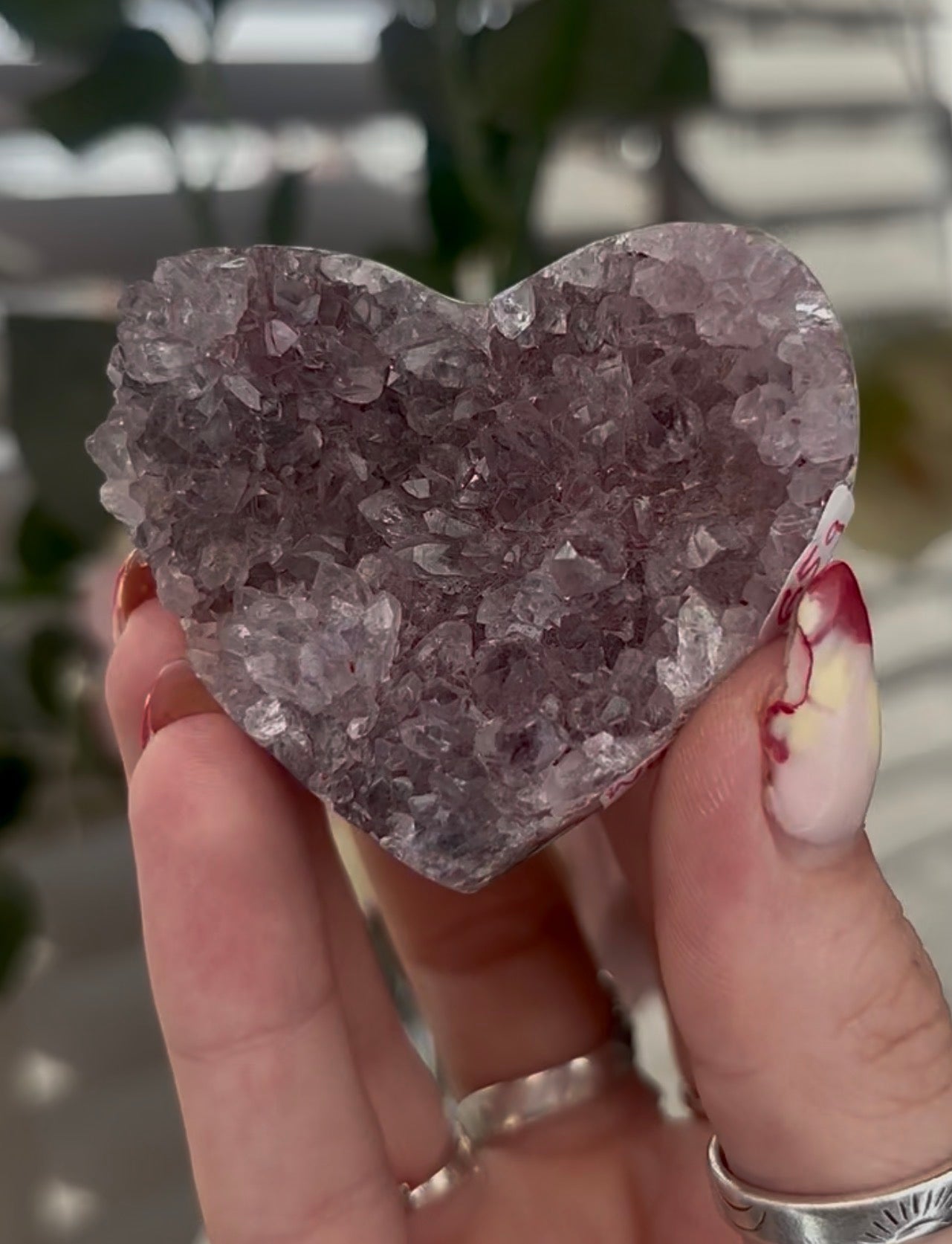 Hq, Mini pink amethyst heart - comes with stand