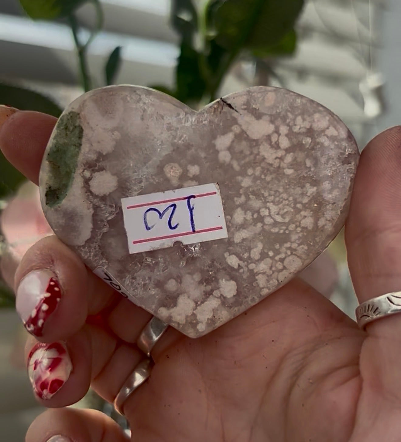 Mini pink amethyst heart - comes with stand
