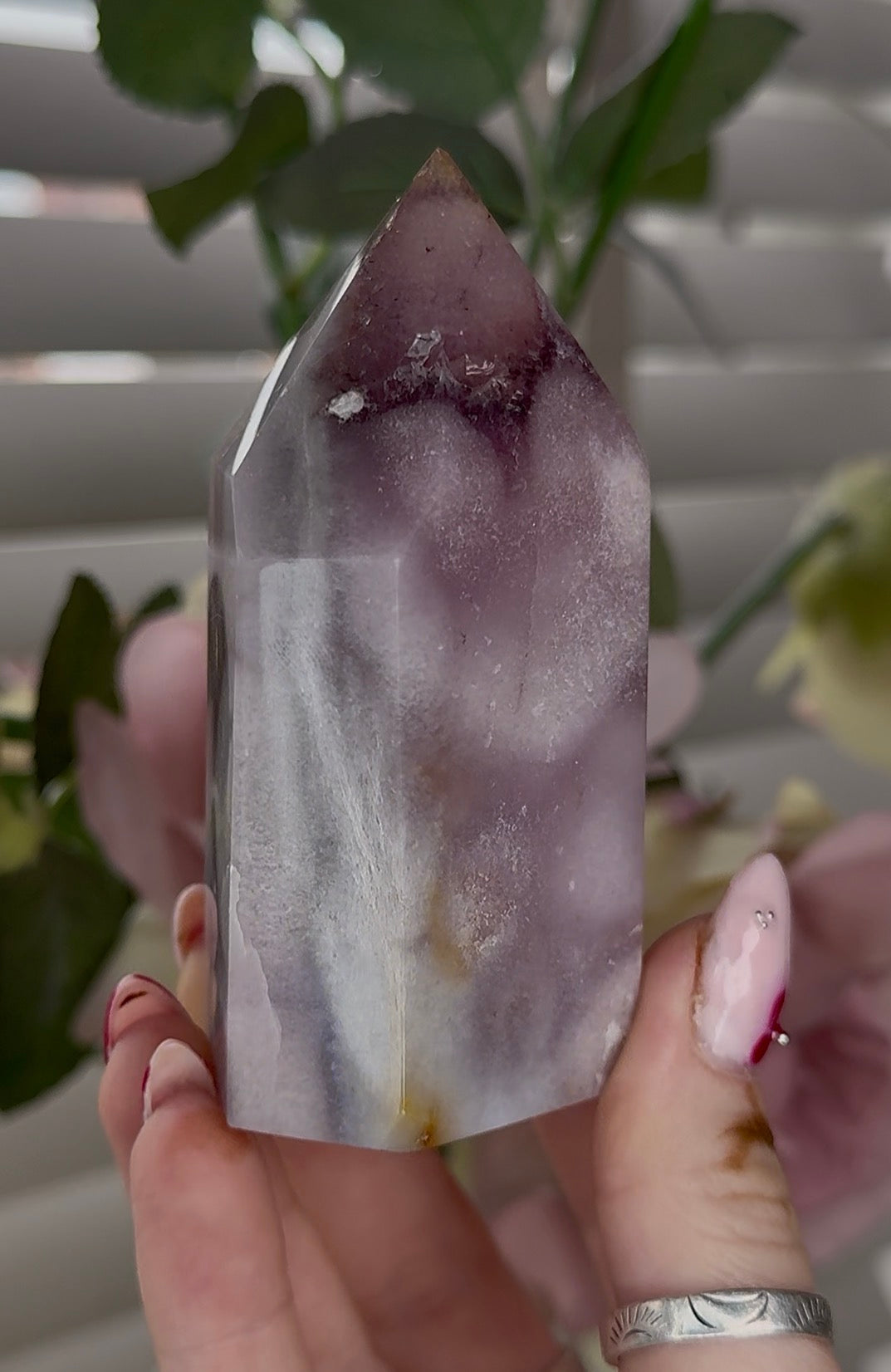 High quality Pink amethyst tower 9cm(h) 5cm(w)