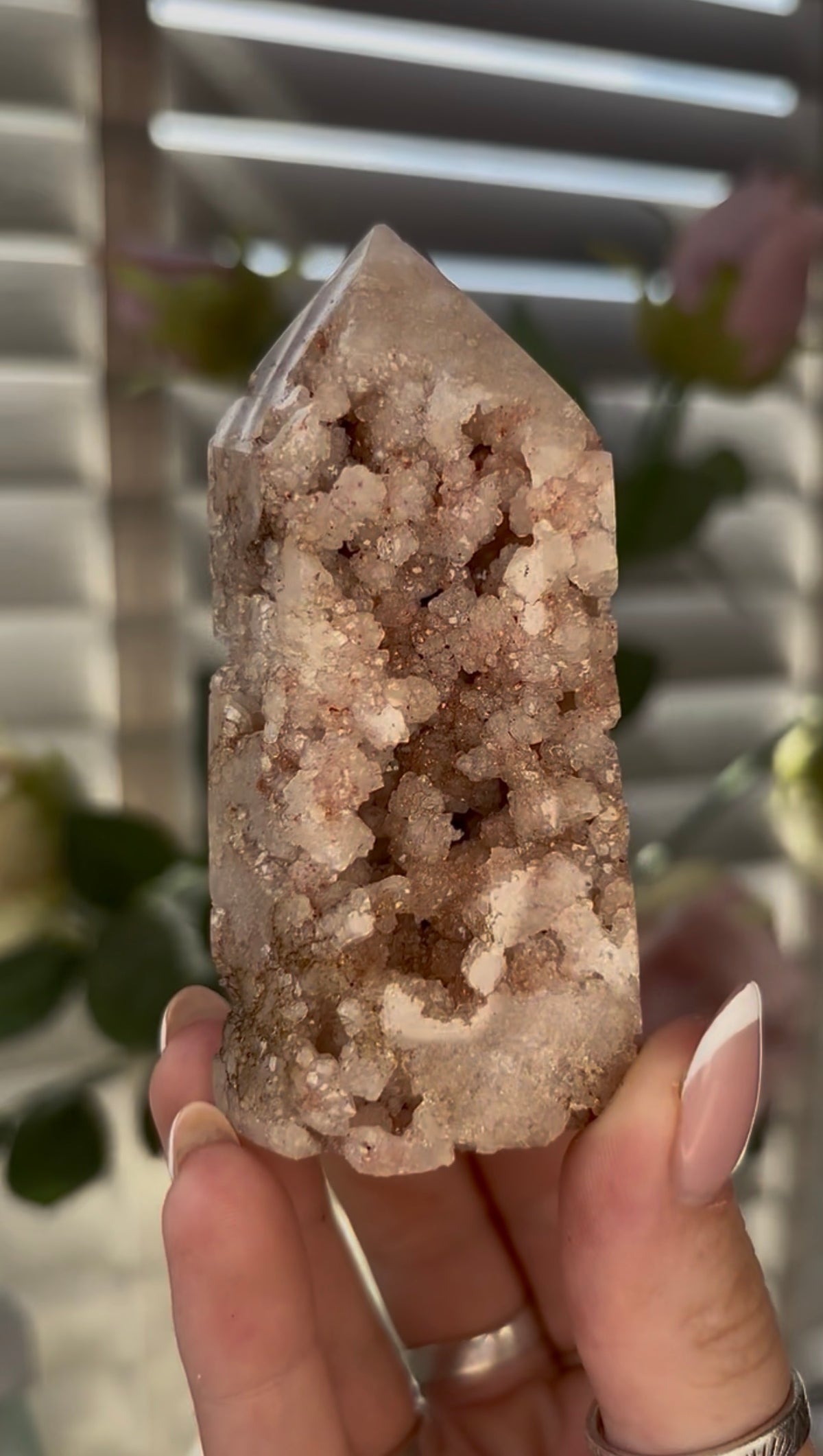 Cute, Pink amethyst tower 8.5cm(h) by 4cm(w)