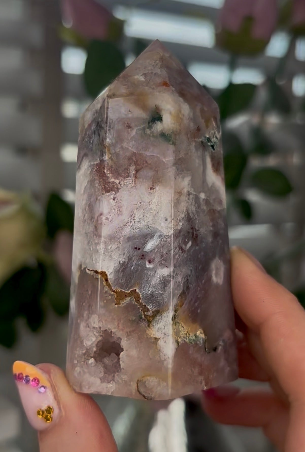 Beautiful, Pink amethyst & jasper tower