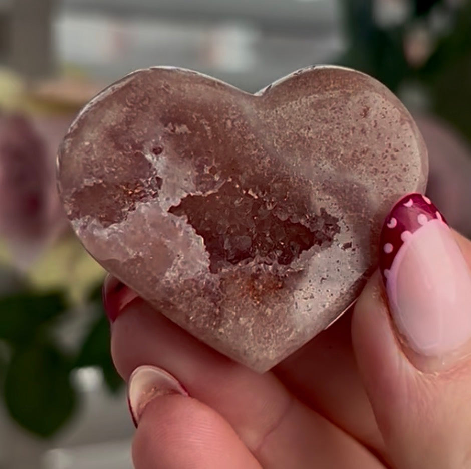 mini pink amethyst heart  - comes with stand